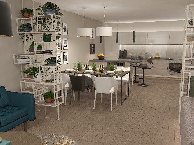 Кухня с трапезария и дневна