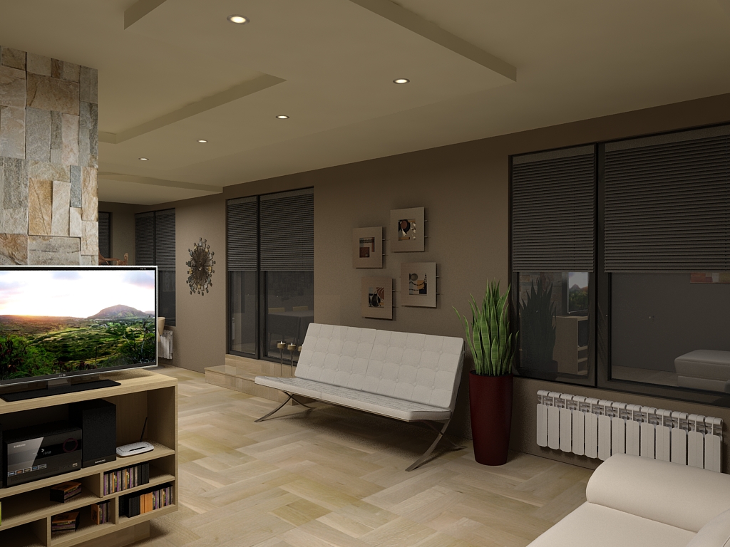 Визуализация 3 - интериорен проект "Елегантност в земни тонове"